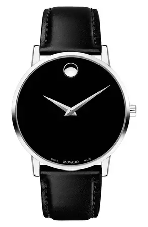 Movado Leather Strap Watch, 40mm | Nordstrom