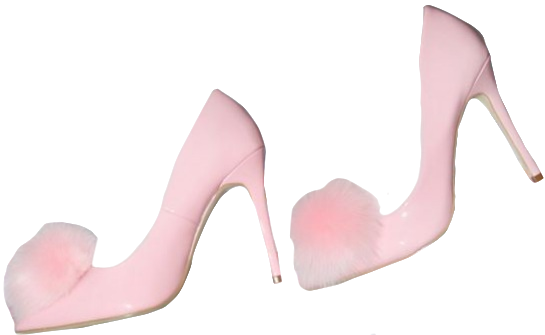 light pink stiletto high heel pump with fluffy pompom