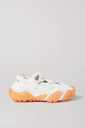 Faux Suede And Mesh Sneakers - White