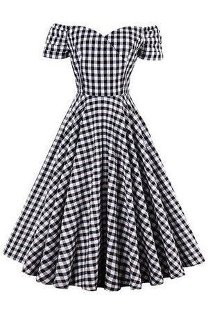 Atomic Off-Shoulder Plaid Swing Dress | Atomic Jane Clothing