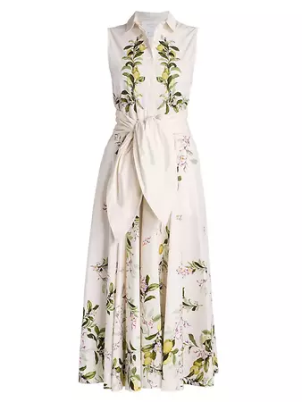 Shop Giambattista Valli Floral Sleeveless Cotton Fit & Flare Maxi Dress | Saks Fifth Avenue