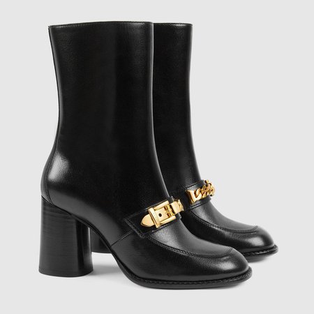 Black Women's ankle boot with chain | GUCCI® US