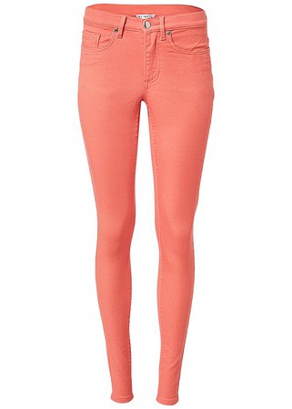 Mid Rise Color Skinny Jeans in Coral | VENUS