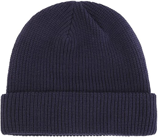 Amazon.com: Connectyle Outdoor Classic Bassic Men's Warm Winter Hats Daily Thick Knit Cuff Beanie Cap Navy Blue ,Medium: Clothing