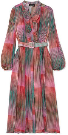 Raquel Ruffled Printed Silk-chiffon Dress - Pink
