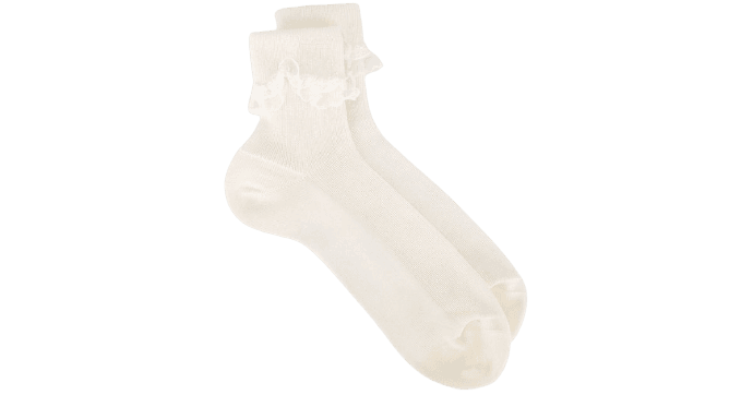 Saint Laurent White Ruffled Lace Trim Socks