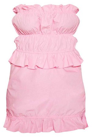 PLT petite baby pink bandeau frill detail dress