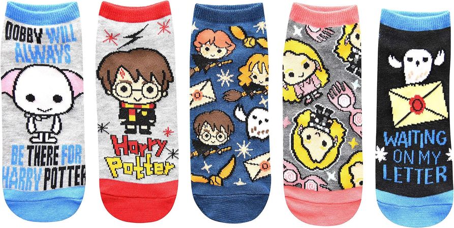 Amazon.com: Harry Potter Dobby Luna Lovegood Hedwig Juniors/Womens 5 Pack Ankle Socks Size 4-10 : Harry Potter: Clothing, Shoes & Jewelry