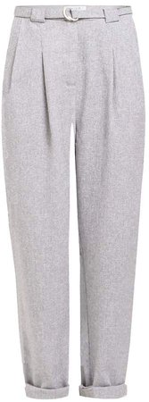 PAISIE - Peg Leg Trousers With D-Ring Belt In Marl Grey