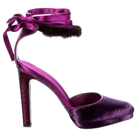 Gucci Purple Fur Heels