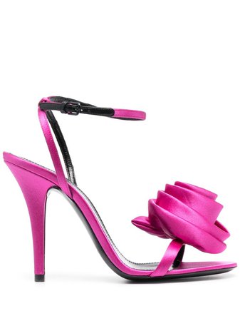 Shop pink Saint Laurent Ivy 100mm rose-detail sandals with Express Delivery - Farfetch