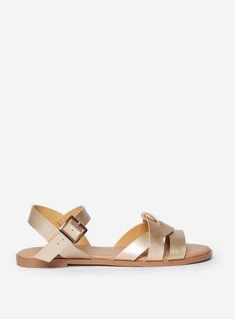 Wide Fit Gold ‘Fly’ Buckle Sandals | Dorothy Perkins