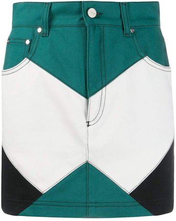 Kirin colour-block denim skirt