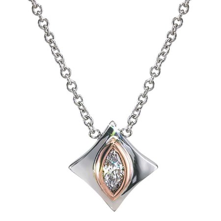 Classic Marquise Diamond Pendant in 14k White & Rose Gold by GiGi Ferranti