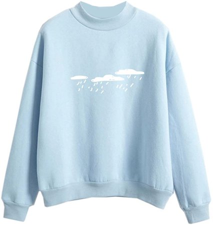 Harajuku Sweater Cool Hoodies for Teens Cloud Cute Pastel Clothes,Blue at Amazon Women’s Clothing store