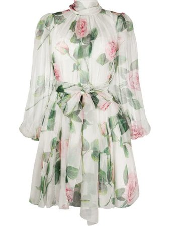 Dolce & Gabbana Rose-Print Chiffon Dress Ss20 | Farfetch.com