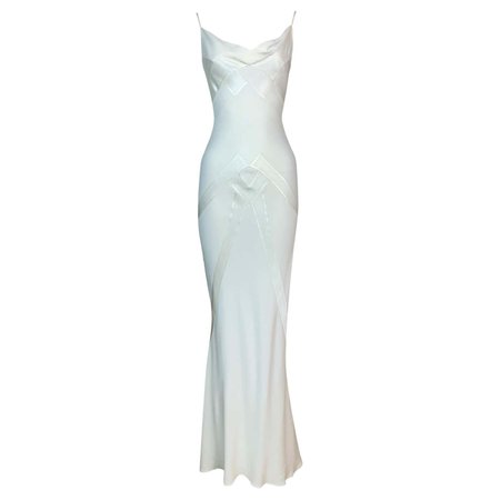 S/S 1998 Christian Dior by John Galliano Ivory Satin Gown Dress For Sale at 1stDibs