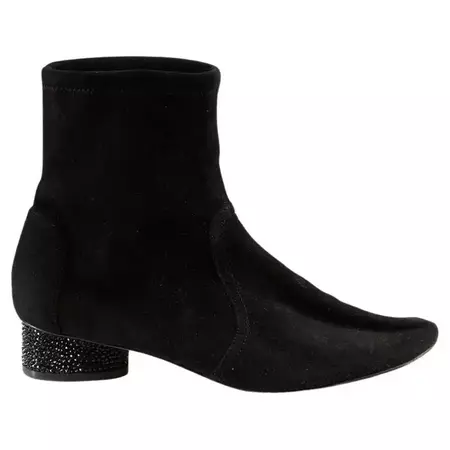 Stuart Weitzman Black Suede Embellished Boots Size IT 39 For Sale at 1stDibs