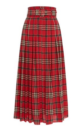 Pris Pleated Tartan Flannel Skirt by Emilia Wickstead | Moda Operandi