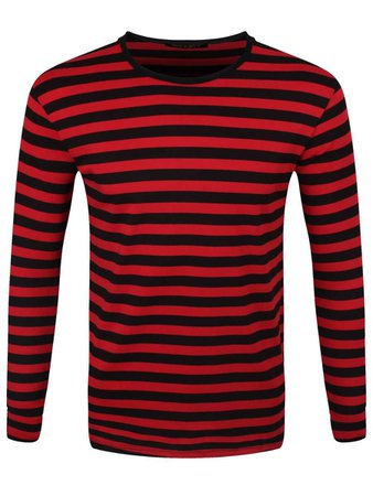Striped Red and Black Long Sleeved T-Shirt - Buy Online at Grindstore.com