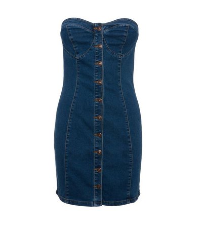 Blue Denim Strapless Mini Dress | New Look