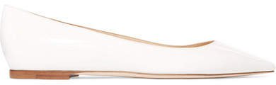 Romy Patent-leather Point-toe Flats - Off-white