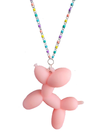 pink balloon dog necklace