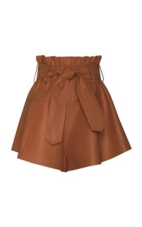 Harmony Pleated Leather Shorts By Zimmermann | Moda Operandi