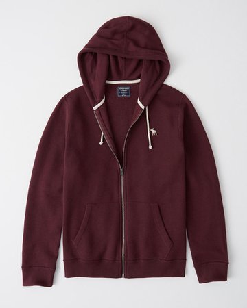 burgundy zip-up hoodie