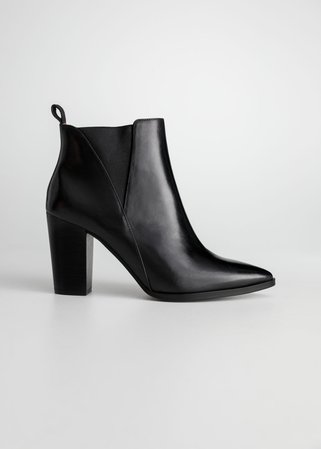 Leather Ankle Boots - Black - Ankleboots - & Other Stories