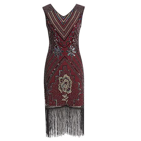 Buy TITAP S-XL Women Vintage 1920s Flapper Dress Costume Dress Fringed Sequin Tassel Dress (M, Red) at Amazon.in