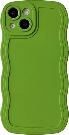 Caseative Solid Color Curly Wave Frame Soft Compatible with iPhone Case (Green,iPhone 14 Pro Max) : Cell Phones & Accessories
