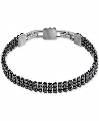 Exclusive Swarovski Silver Bracelet: Crystal Flex Silver-Tone Black 70% Off Clearance Sale