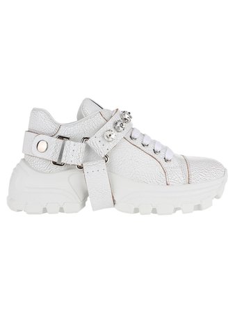 Miu Miu Miu Miu Low Top Sneakers With Cristals Embellishment - WHITE - 10968211 | italist