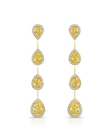 Rahaminov Diamonds 18k Fancy Intense Diamond Bar Earrings | Neiman Marcus