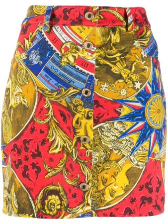 Moschino Printed Denim Skirt - Farfetch