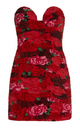 Pleated Floral-Print Strapless Mini Dress By Magda Butrym | Moda Operandi