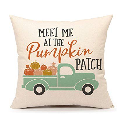 Amazon.com: 4TH Emotion Fall Pumpkin Truck Throw Pillow Cover Autumn Quotes Cushion Case for Sofa Couch 18" x 18" Inch Cotton Linen (Patch): Home & Kitchen