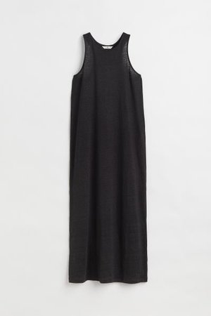 Linen jersey long dress - Black - Ladies | H&M US