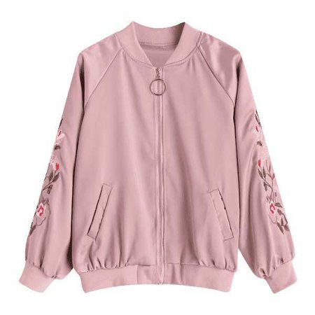 zip up floral pink pilot jacket