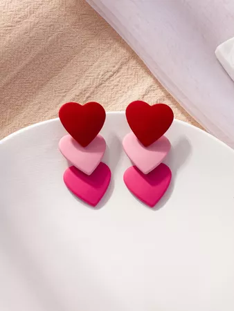Color Block Heart Drop Earrings
