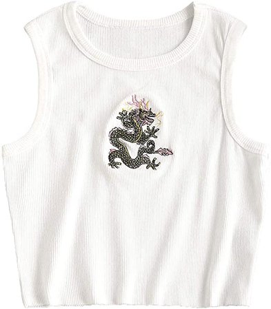 FAIMILORY Women's Basic Summer Embroidered Butterfly Ribbed Crop Tank Tops (ButterflyBlack, XS) at Amazon Women’s Clothing store