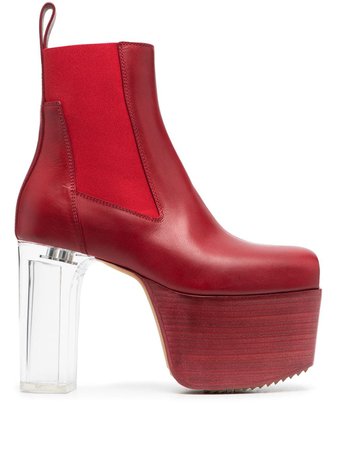 Shop red Rick Owens Phlegethon 65 platform boots with Express Delivery - Farfetch