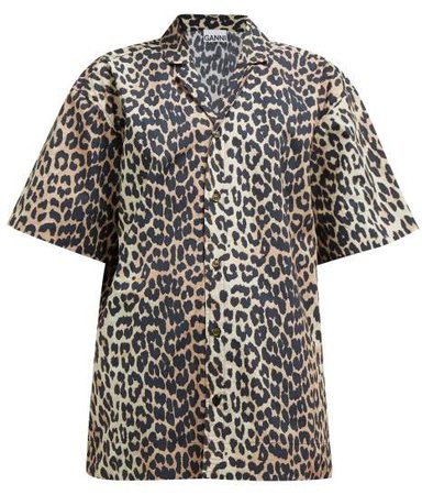 Leopard Print Cotton Poplin Shirt - Womens - Leopard