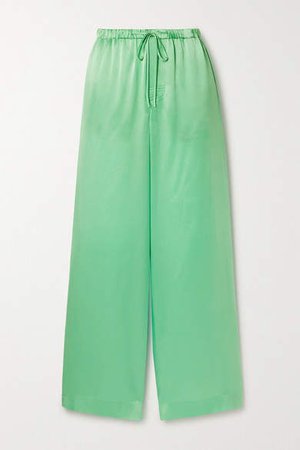 Silk-satin Wide-leg Pants - Jade