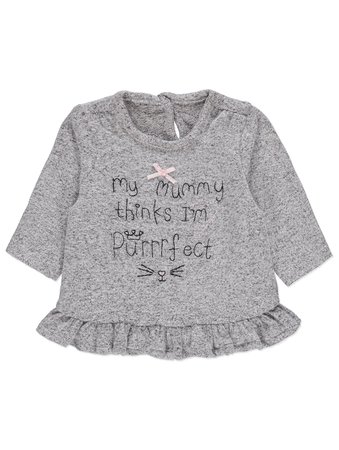 Grey Marl Ruffled Slogan Top and Leggings Outfit | Baby | George