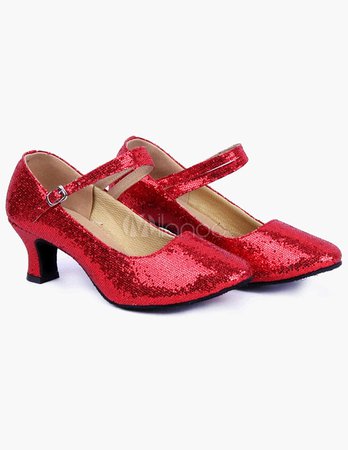 Sequined Ballroom Shoes Pointed Toe Mary Jane Dance Shoes Latin Dancing Shoes - Milanoo.com
