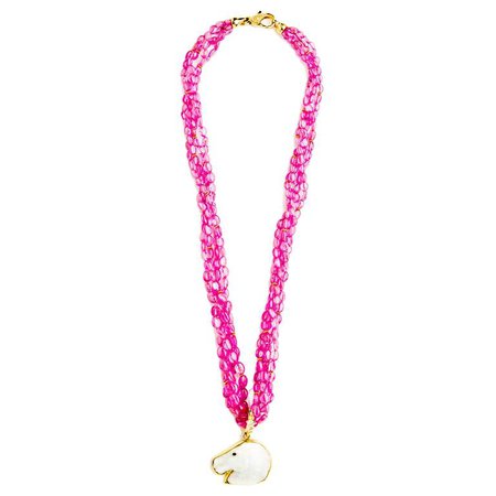 Pink Sapphire Multi Strand Necklace with Diamond Gold Clasp For Sale at 1stdibs