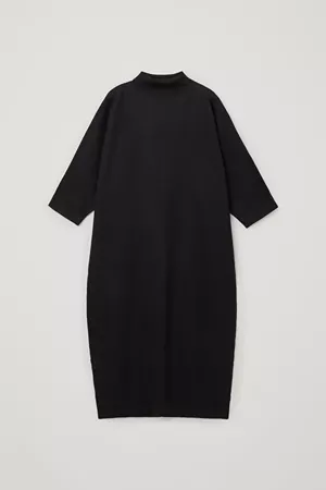 MERINO WOOL ROLL-NECK KNITTED MAXI DRESS - Black - Dresses - COS WW
