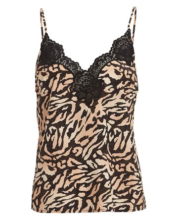 Lace-Trimmed Tiger Silk Camisole